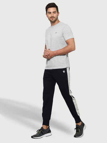 Side Stripe Blue Cotton Track Pant for Men.