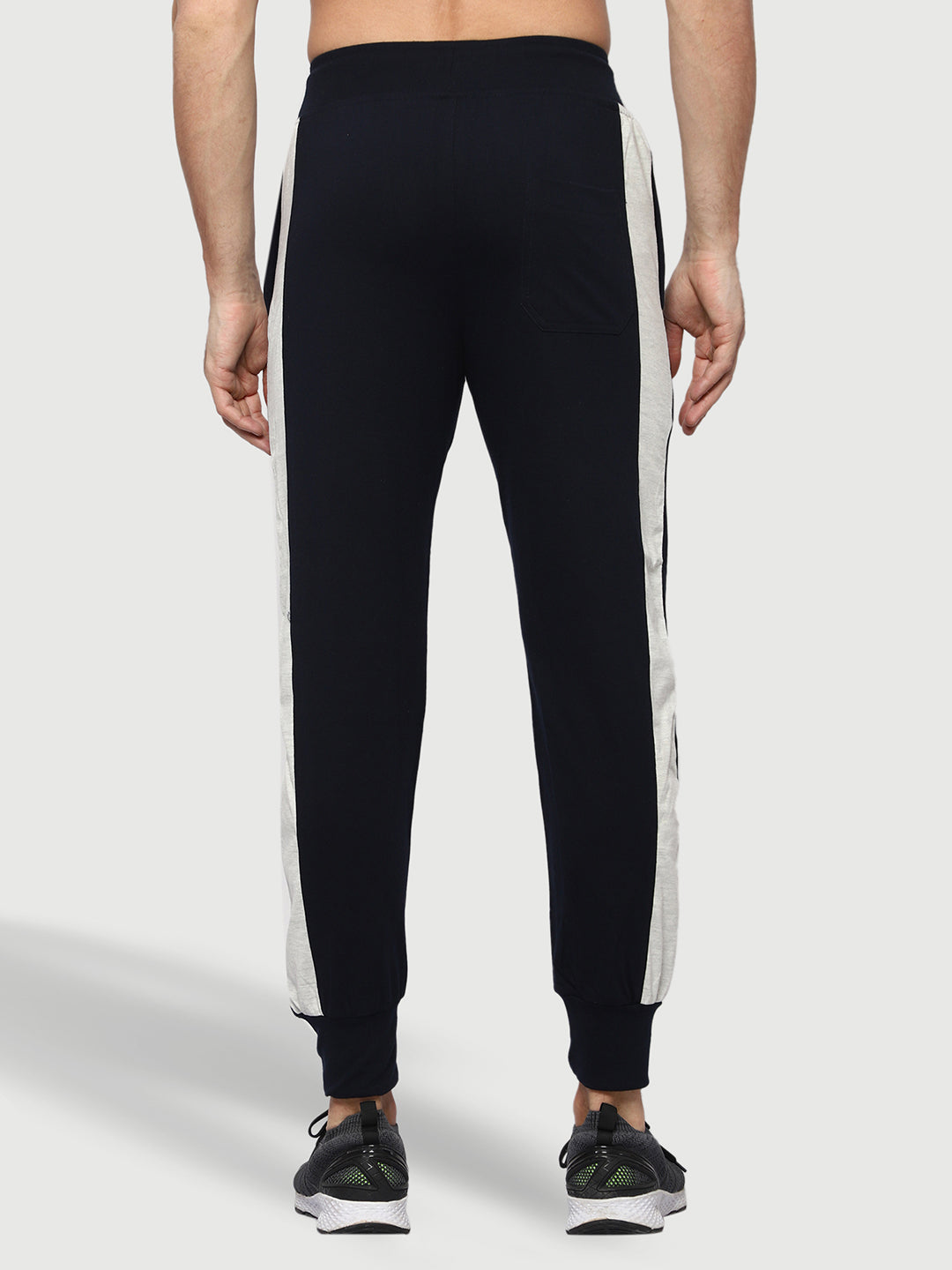 Side Stripe Blue Cotton Track Pant for Men.