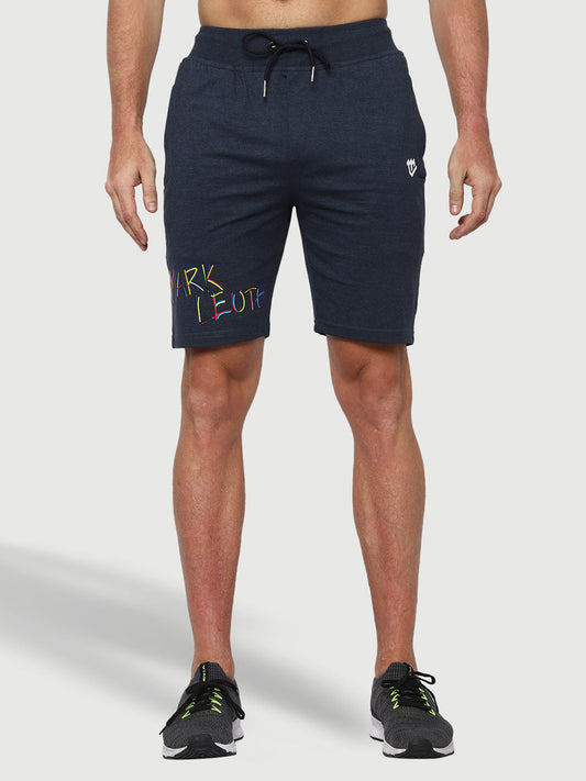 Solid Melange Blue Shorts For Men