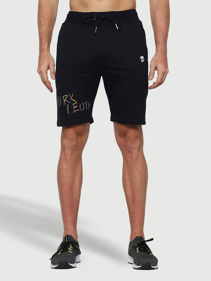 Solid Navy Blue Shorts For Men