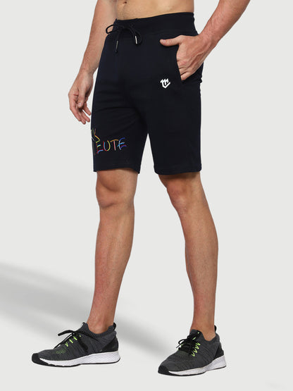 Solid Navy Blue Shorts For Men