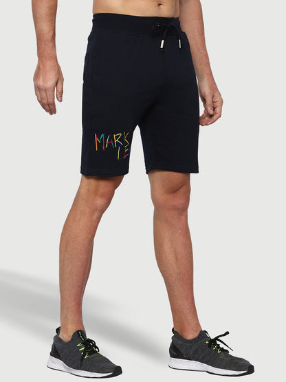 Solid Navy Blue Shorts For Men