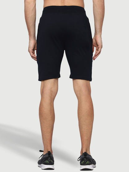 Solid Navy Blue Shorts For Men