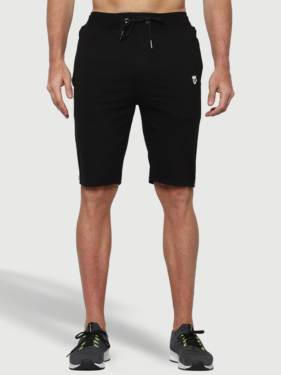 Side Piping Black Shorts For Men