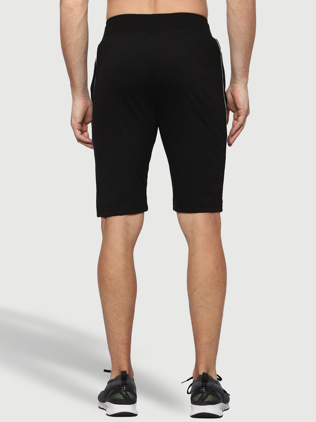 Side Piping Black Shorts For Men