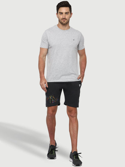 Solid Charcoal Grey Shorts For Men