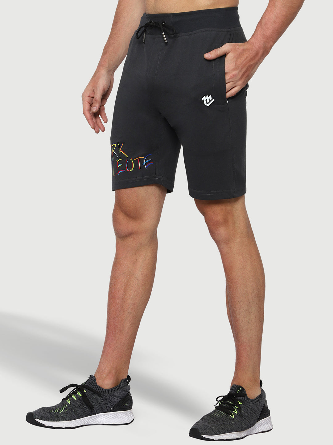 Solid Charcoal Grey Shorts For Men