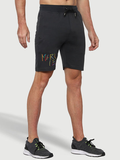 Solid Charcoal Grey Shorts For Men