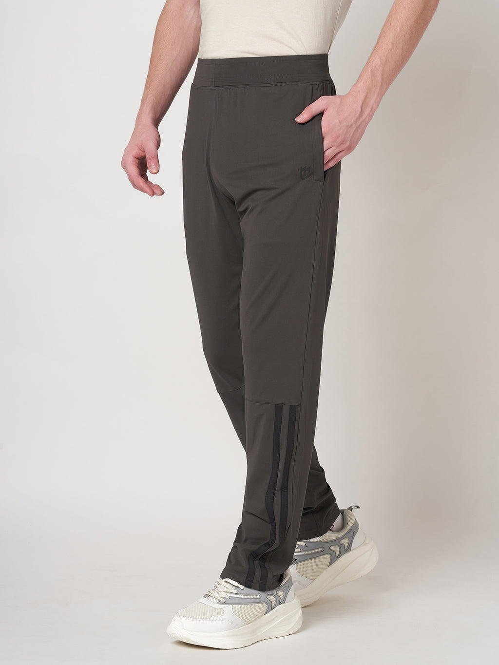 Rapid Dry Brown Striped Track Pant for Men (Brown)