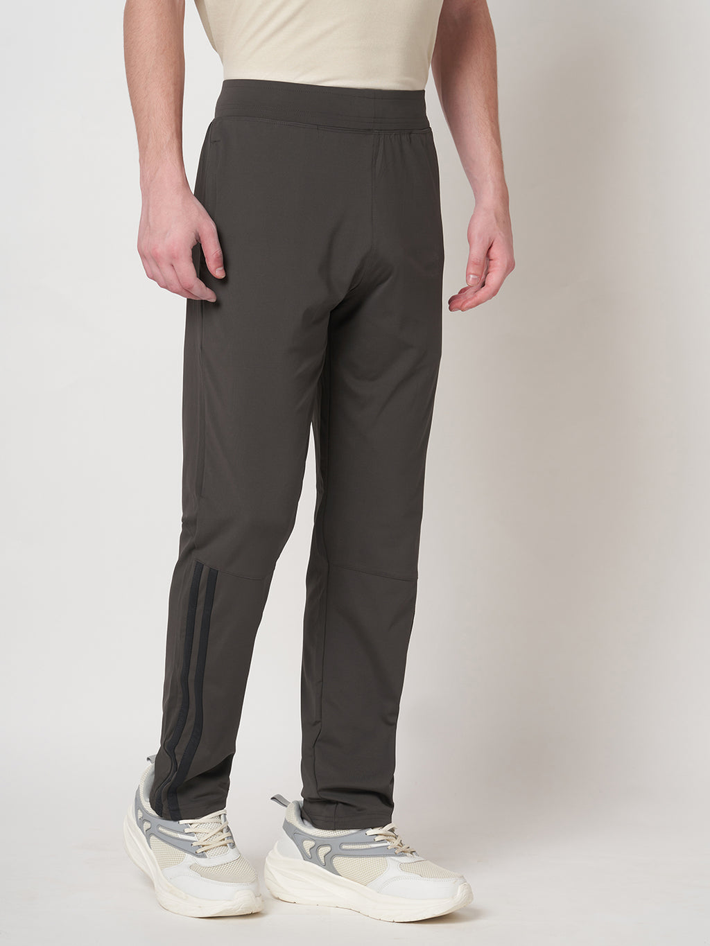 Rapid Dry Brown Striped Track Pant for Men (Brown)