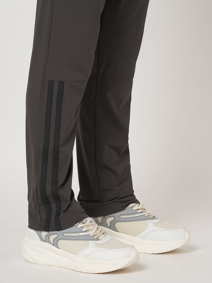 Rapid Dry Black Striped Track Pant for Men (Brown)
