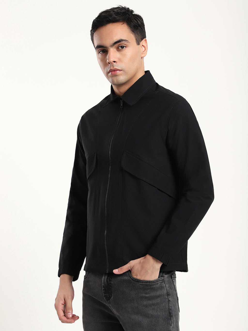 Black Lightweight Windbreaker Jacket