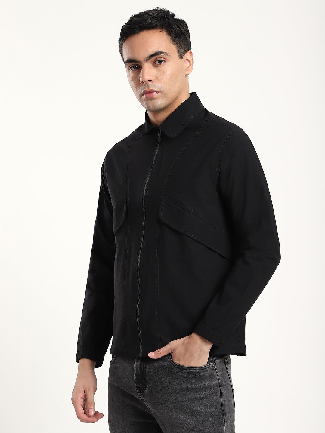 Black Lightweight Windbreaker Jacket