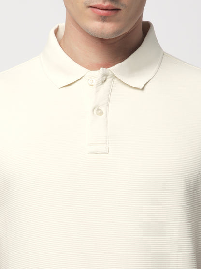 Textured Knit Polo T-shirt (OFF-WHITE)