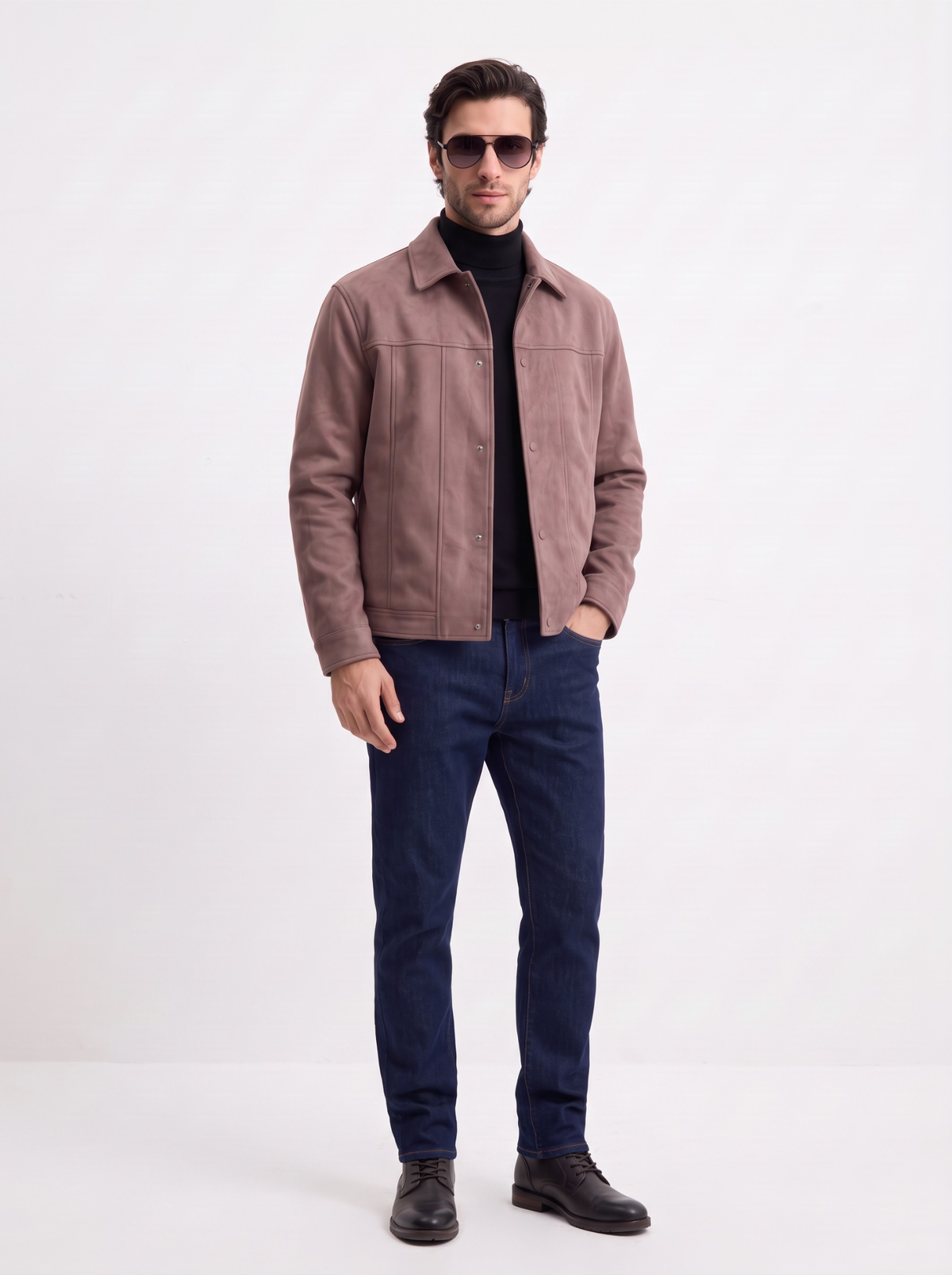 Suede Snap Jacket (Mauve)