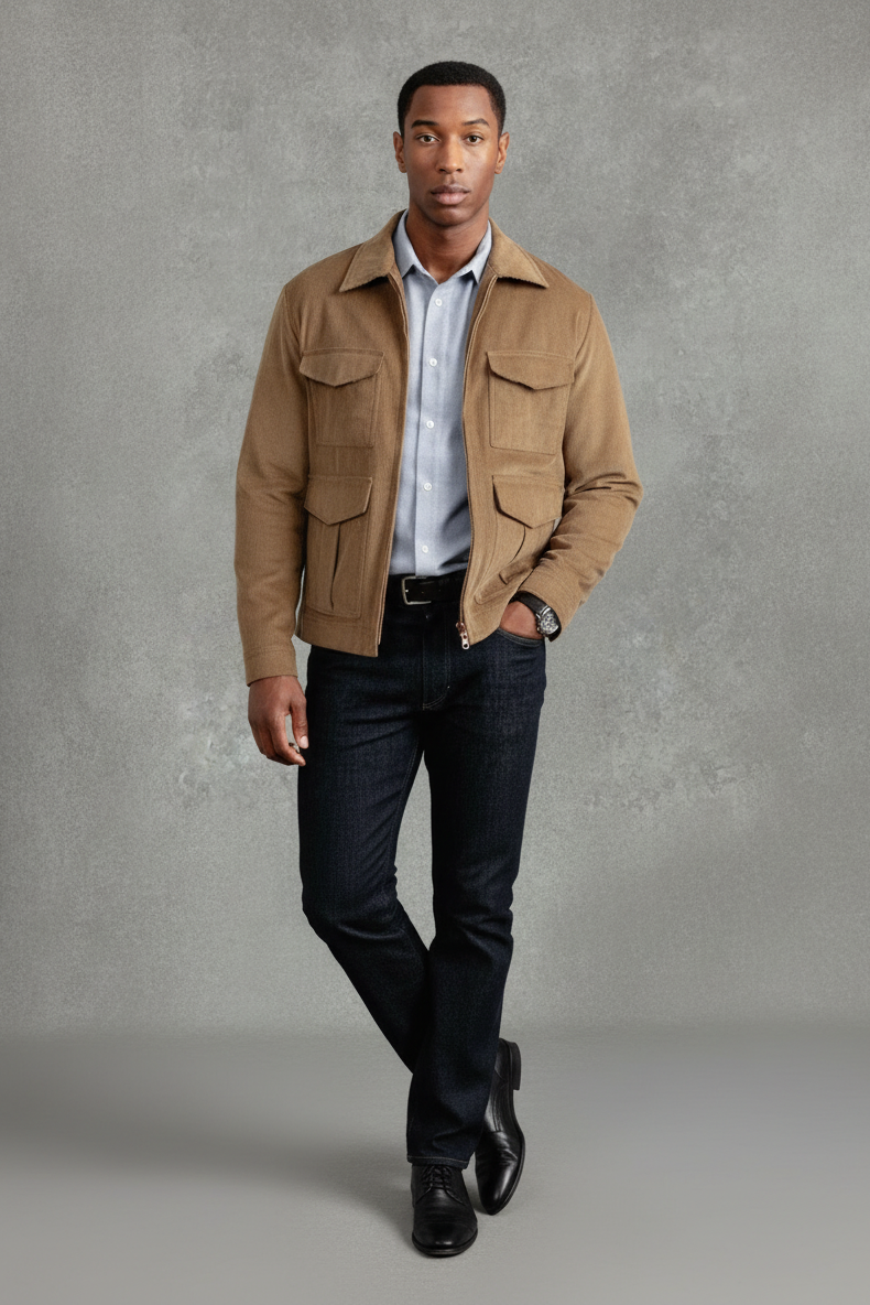 Corduroy Cargo Jacket for Men