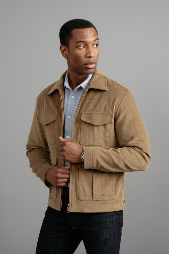 Corduroy Cargo Jacket for Men