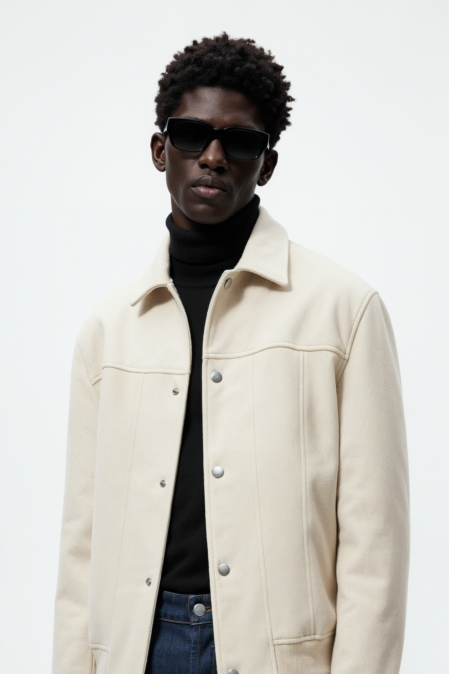 Suede Snap Jacket (Off-White)