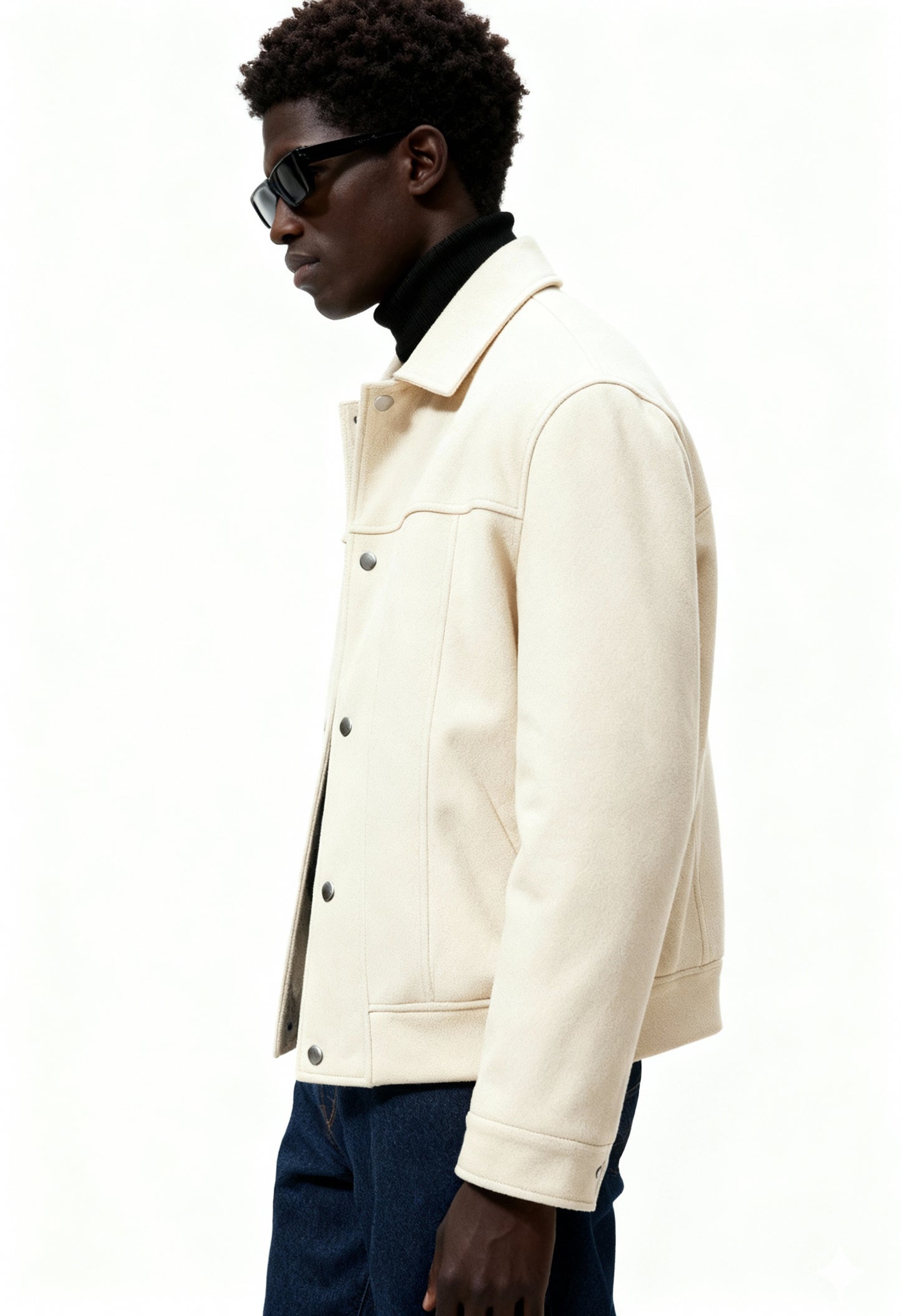 Suede Snap Jacket (Off-White)