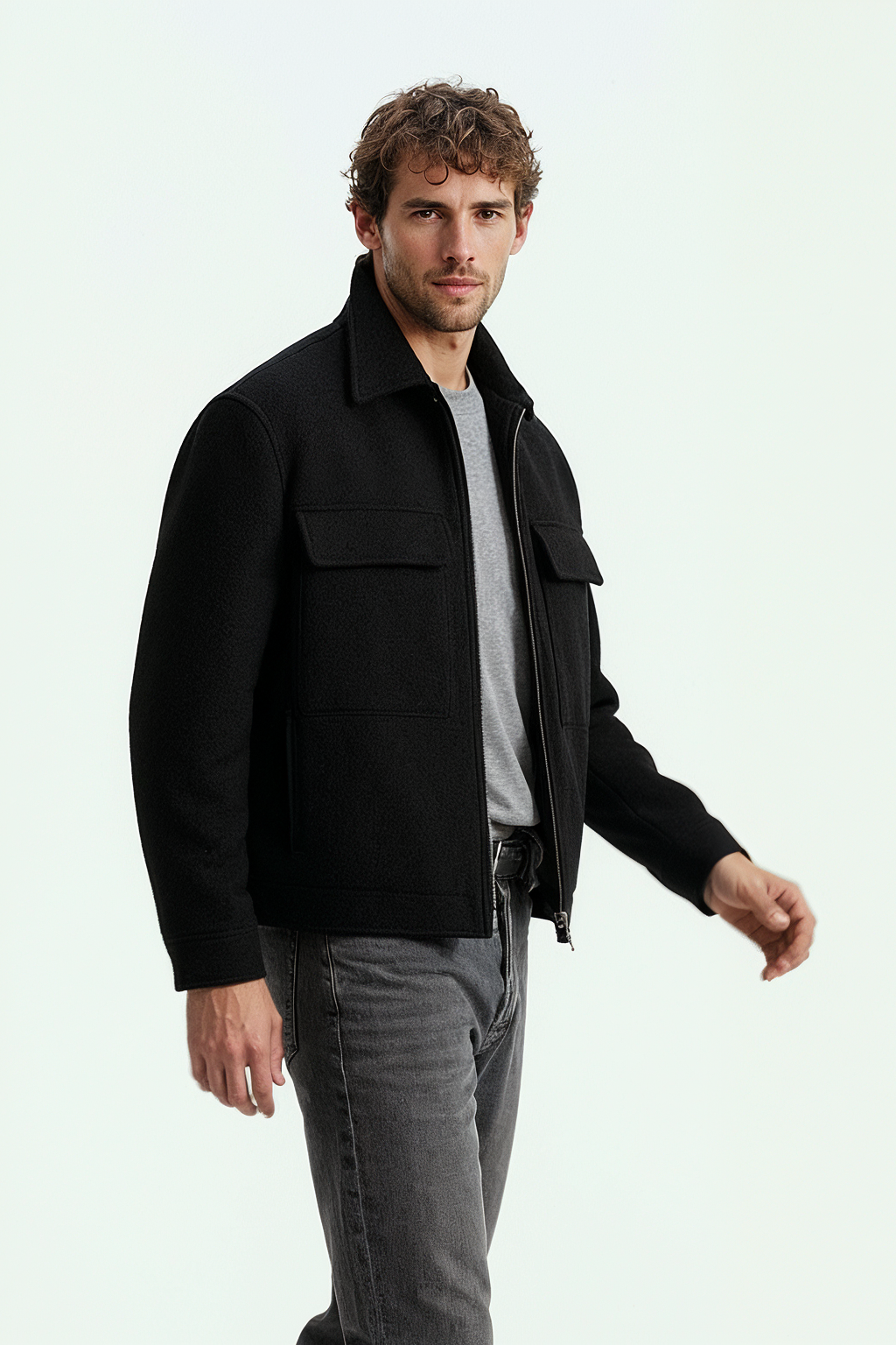 Cargo Tweed Jacket (Black)