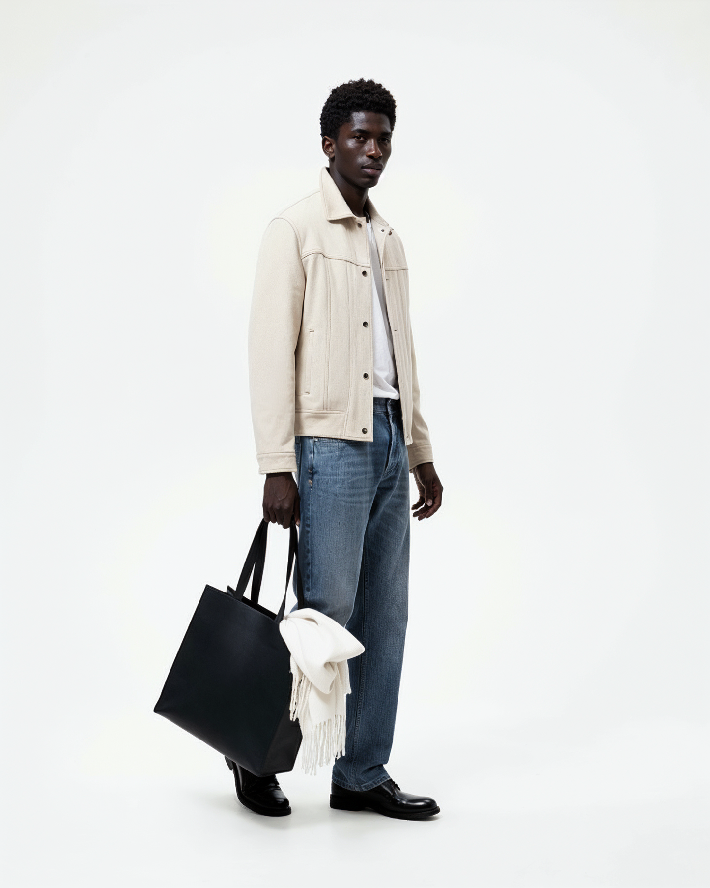 Suede Snap Jacket (Off-White)