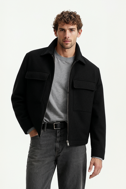 Cargo Tweed Jacket (Black)