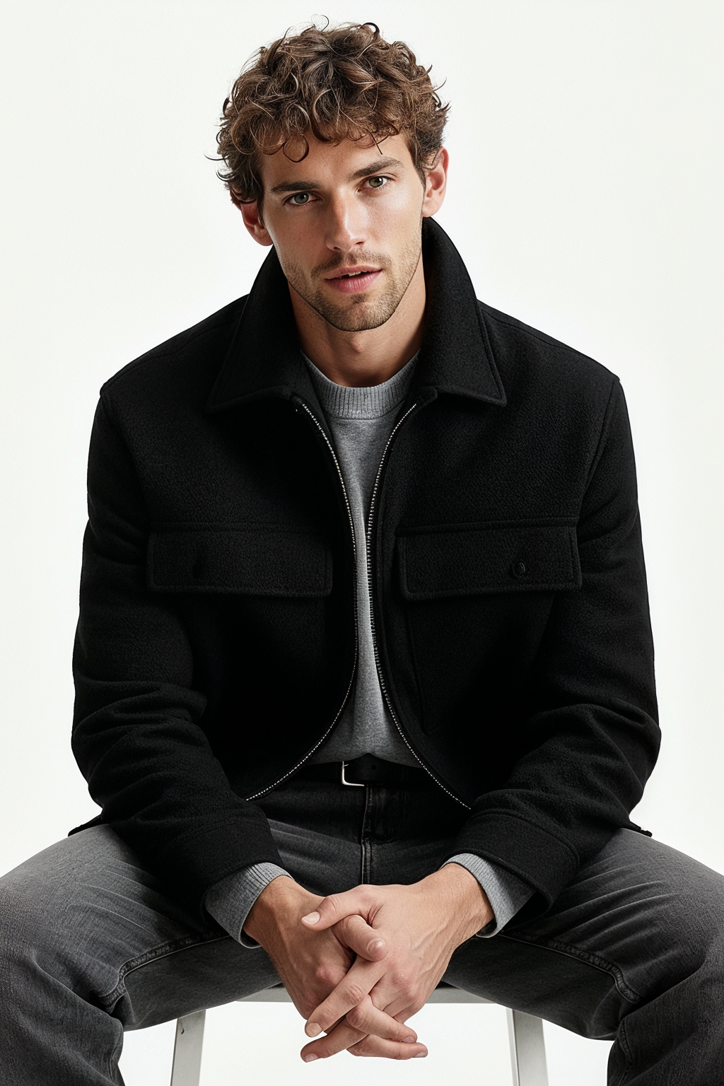 Cargo Tweed Jacket (Black)