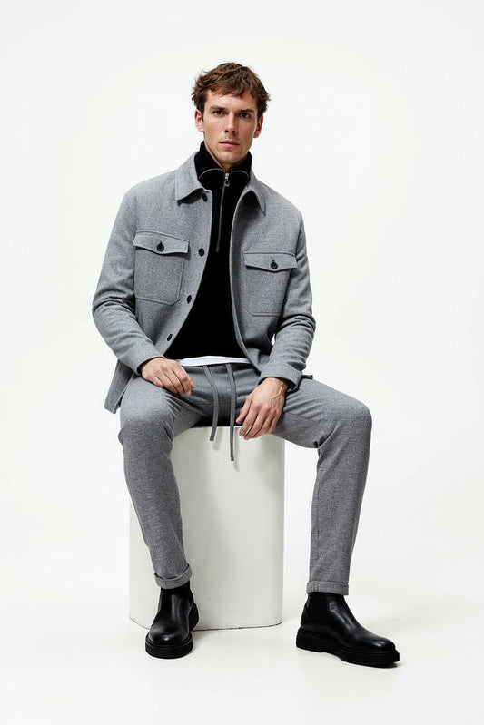 Grey Tweed Cargo Jacket