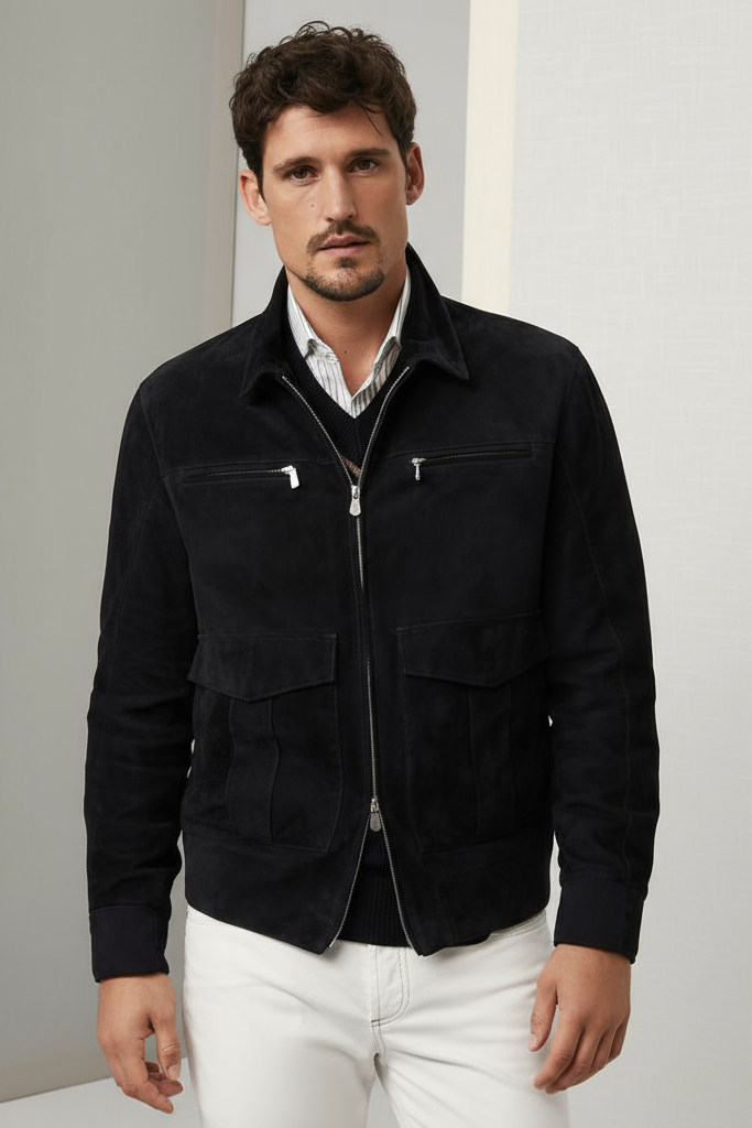 Suede Safari Zipper Jacket