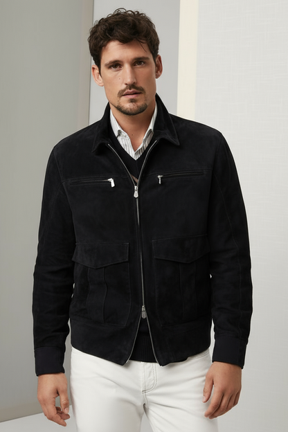 Suede Safari Zipper Jacket
