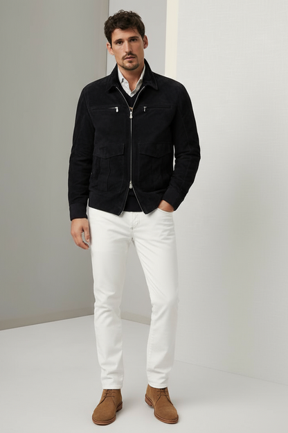Suede Safari Zipper Jacket