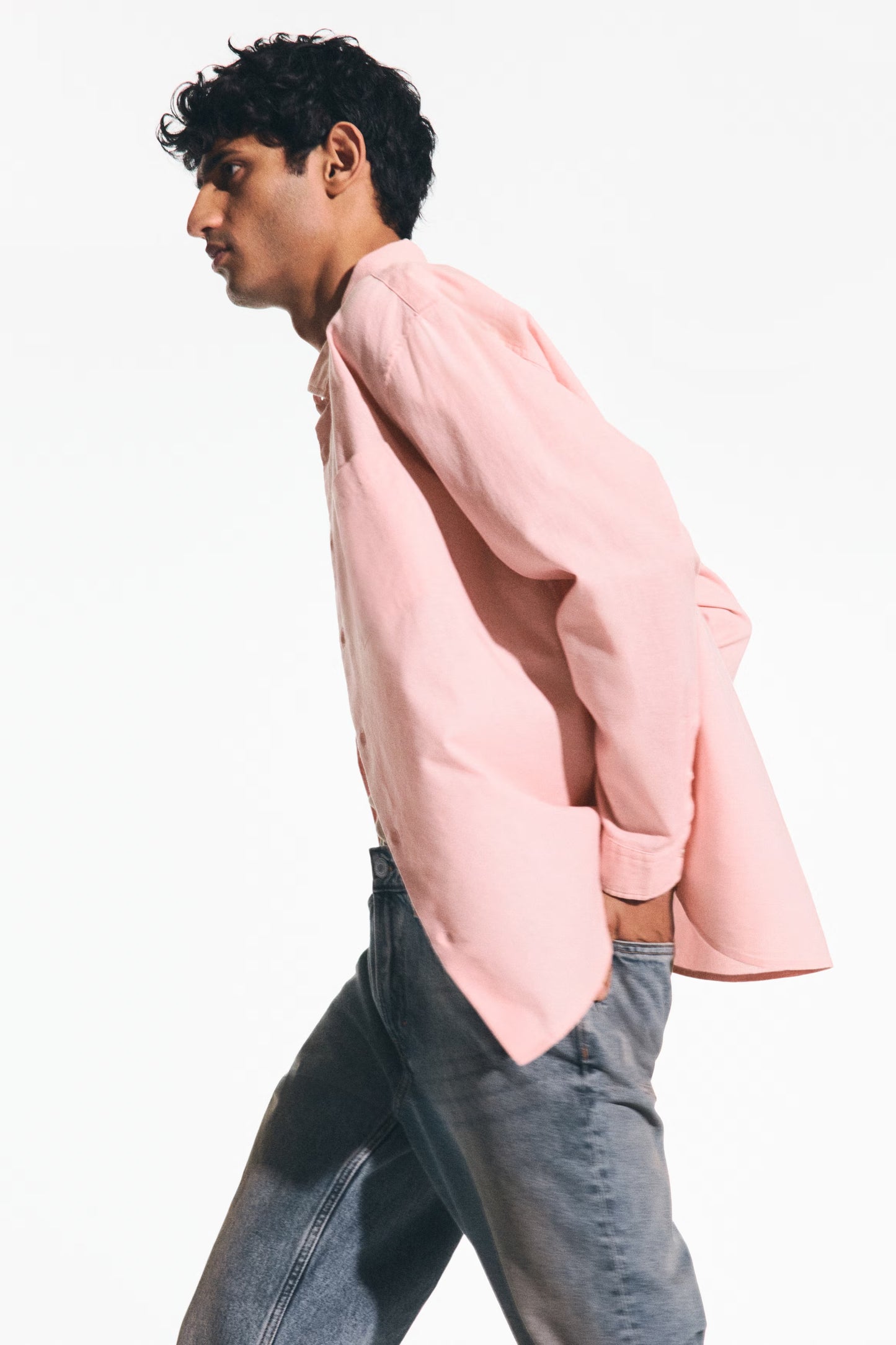 Regular Fit Linen Blend Shirt (Pink)