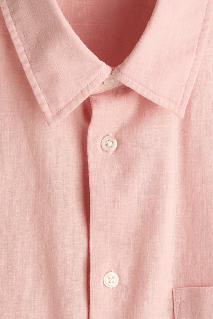 Regular Fit Linen Blend Shirt (Pink)