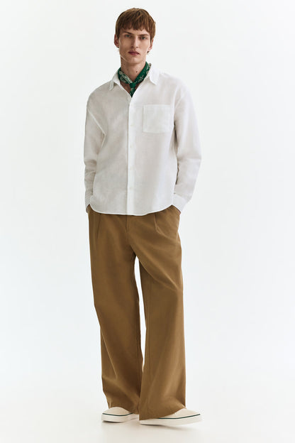 Regular Fit Linen Blend Shirt (Off-White)