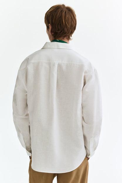 Regular Fit Linen Blend Shirt (Off-White)