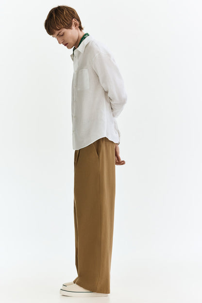 Regular Fit Linen Blend Shirt (Off-White)