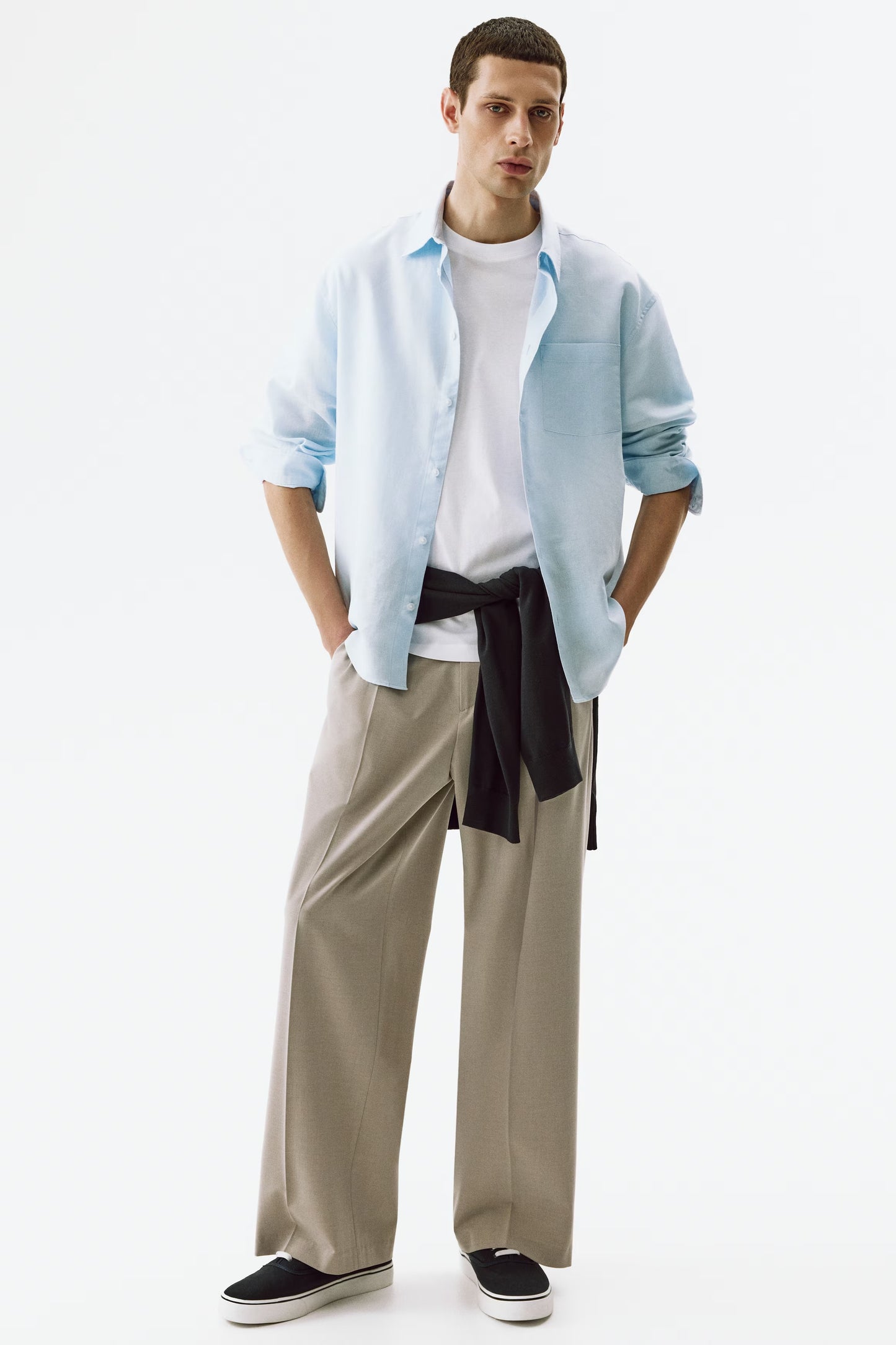 Regular Fit Linen Blend Shirt (Light Blue)