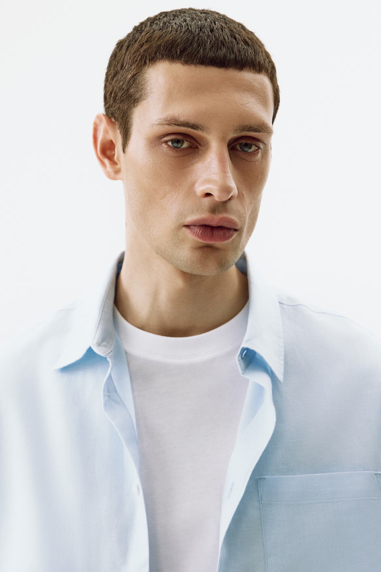 Regular Fit Linen Blend Shirt (Light Blue)