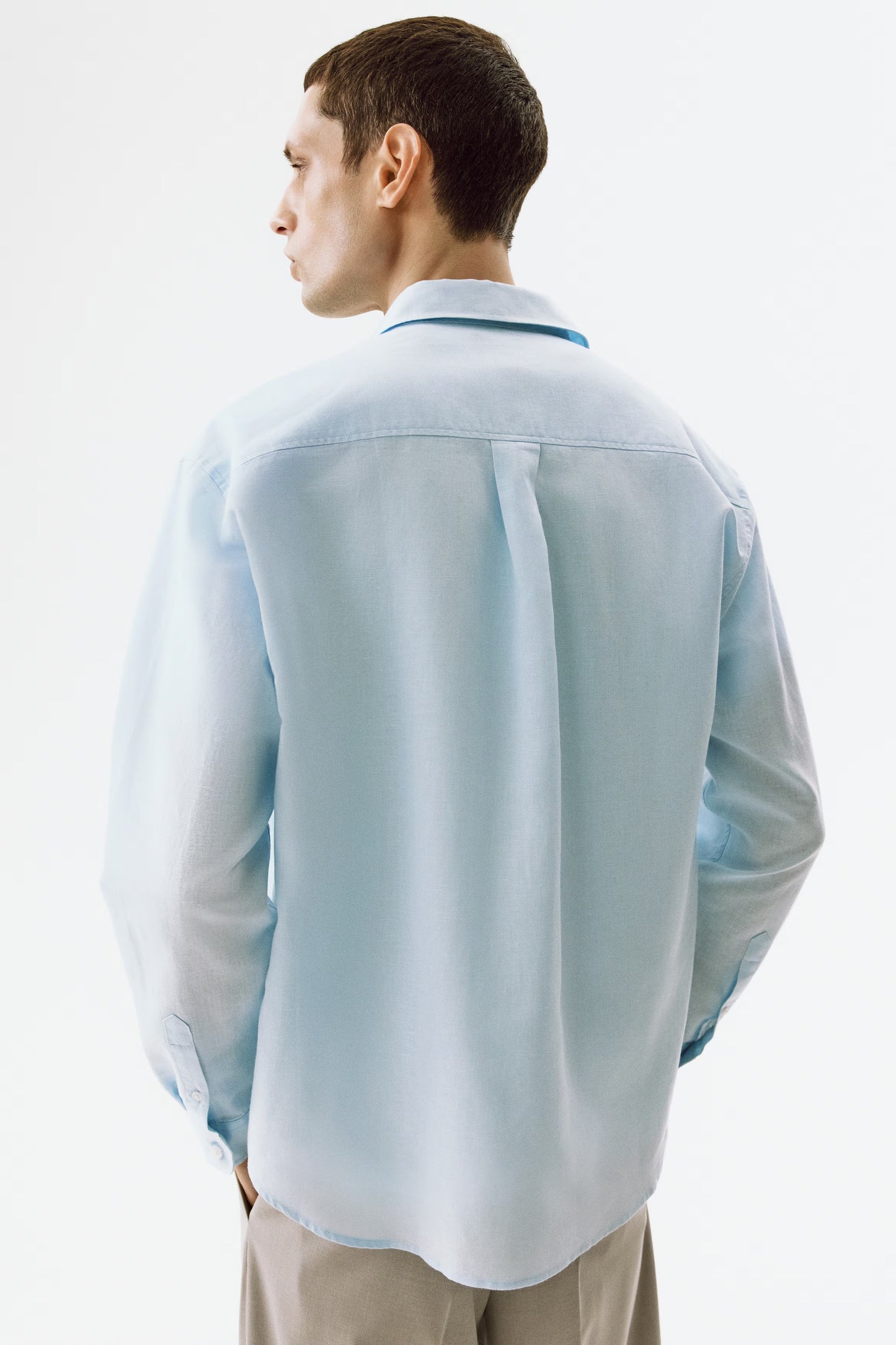 Regular Fit Linen Blend Shirt (Light Blue)