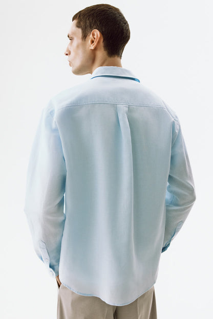Regular Fit Linen Blend Shirt (Light Blue)