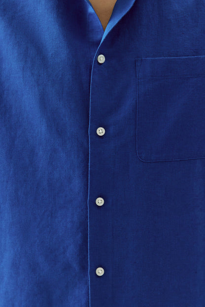 Regular Fit Linen Blend Shirt (Royal Blue)