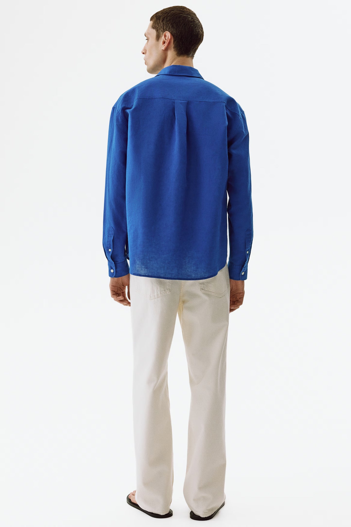 Regular Fit Linen Blend Shirt (Royal Blue)