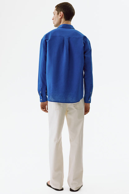 Regular Fit Linen Blend Shirt (Royal Blue)