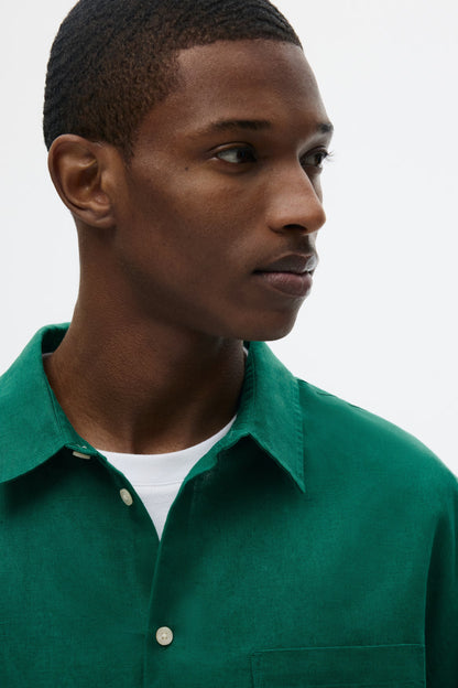 Regular Fit Linen Blend Shirt (Green)