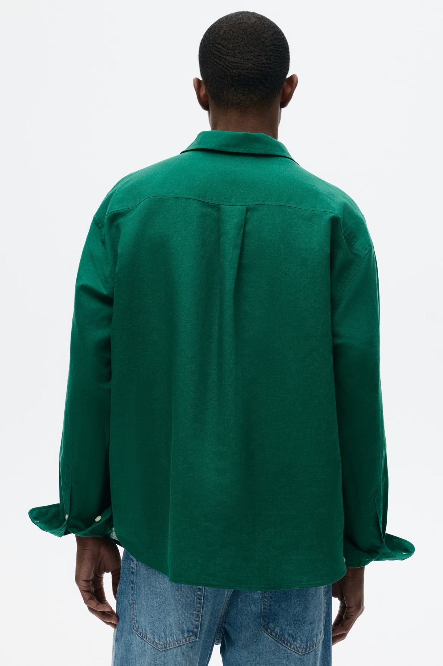 Regular Fit Linen Blend Shirt (Green)