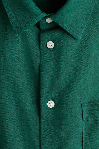 Regular Fit Linen Blend Shirt (Green)