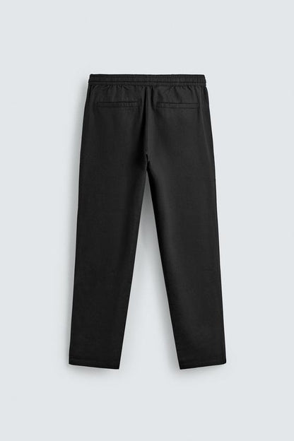Relaxed Fit Cotton Linen Trousers (Black)