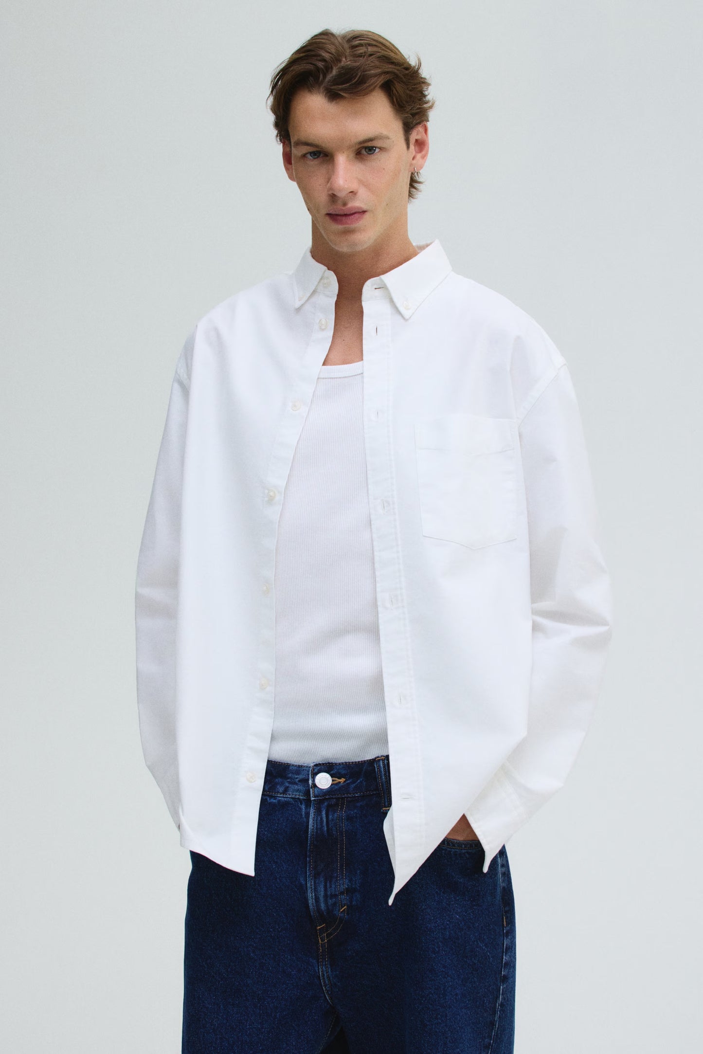 Regular Fit Oxford Shirt (Off-White)