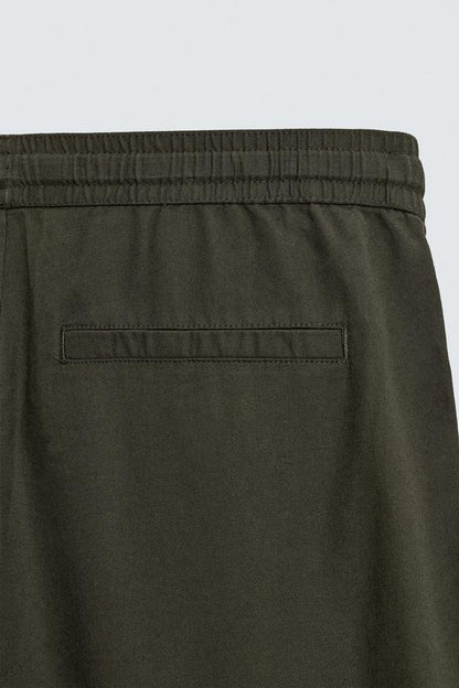 Relaxed Fit Cotton Linen Trousers (Olive)