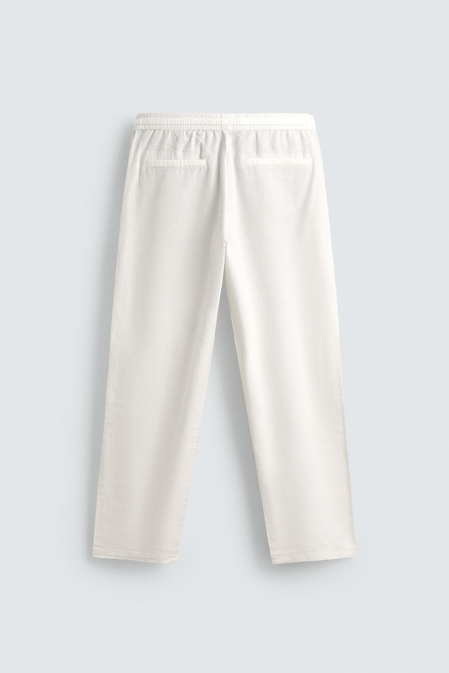 Relaxed Fit Cotton Linen Trousers (Off-White)